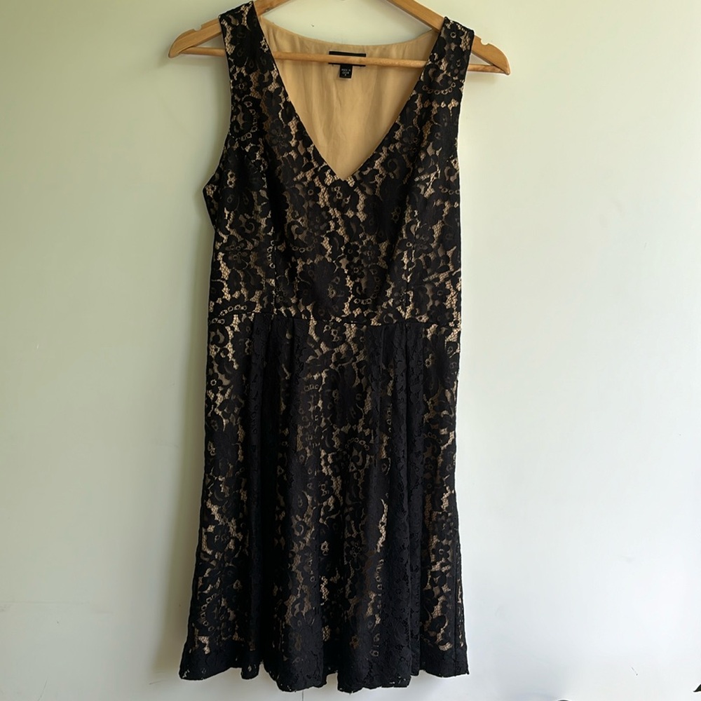 Bebe Dress Black Lace Nude Lining S